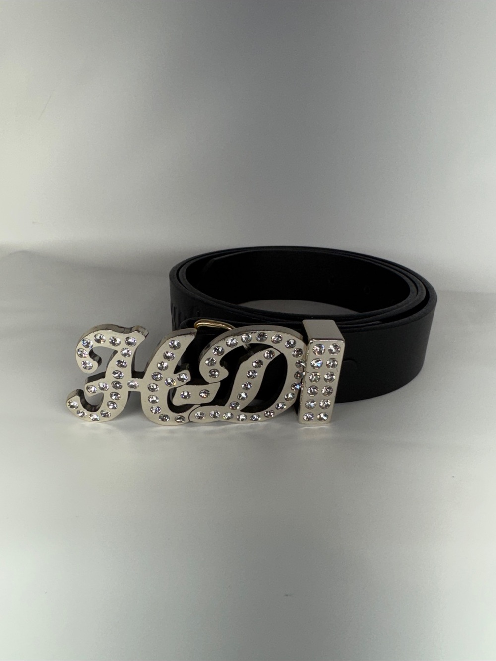 Harley-Davidson Women's Medium Black Leather Belt Bling HD Buckle 99501-10VW USA